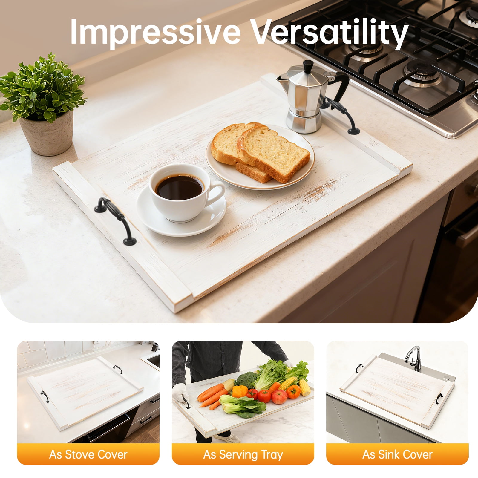 ChicHomey Stove Cover & Chopping Board 2-in-1,Non-Slip Handles & Burr-Free Surface, for Vegetables, Fruits, and Utensils