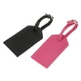 thumbnail image 1 of 2pcs Etiquetas De Identificación de material cuero Titular De La Tarjeta De Para Equipaje ID Viaje Rosa + Negro, 1 of 9