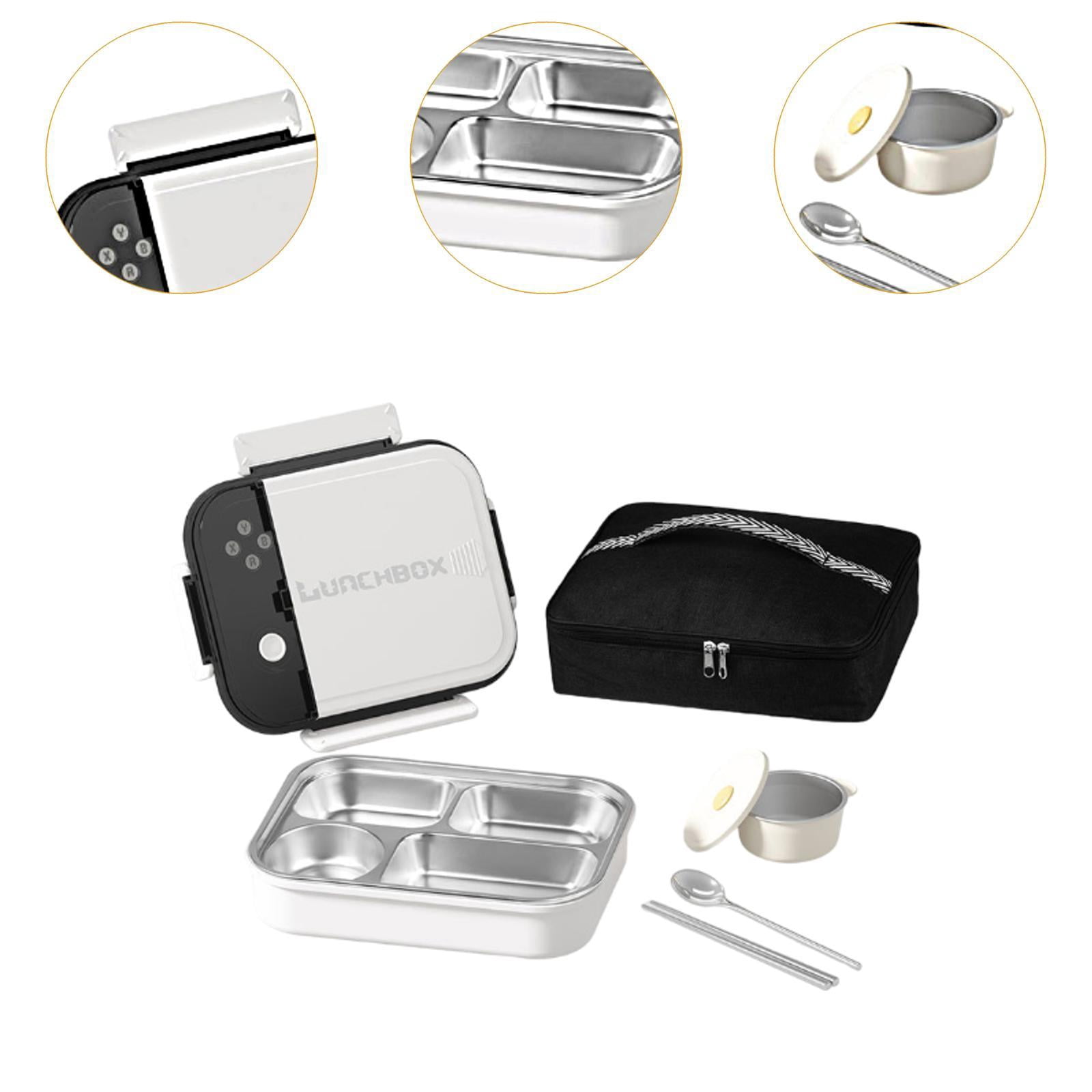 Fiocias Thermal Bento Box 4 Sided Lock Storage Case Bag Food Container for Office Work H white