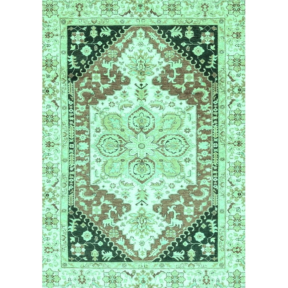 Ahgly Company Indoor Rectangle Abstract Turquoise Blue Modern Area Rugs, 7' x 10'