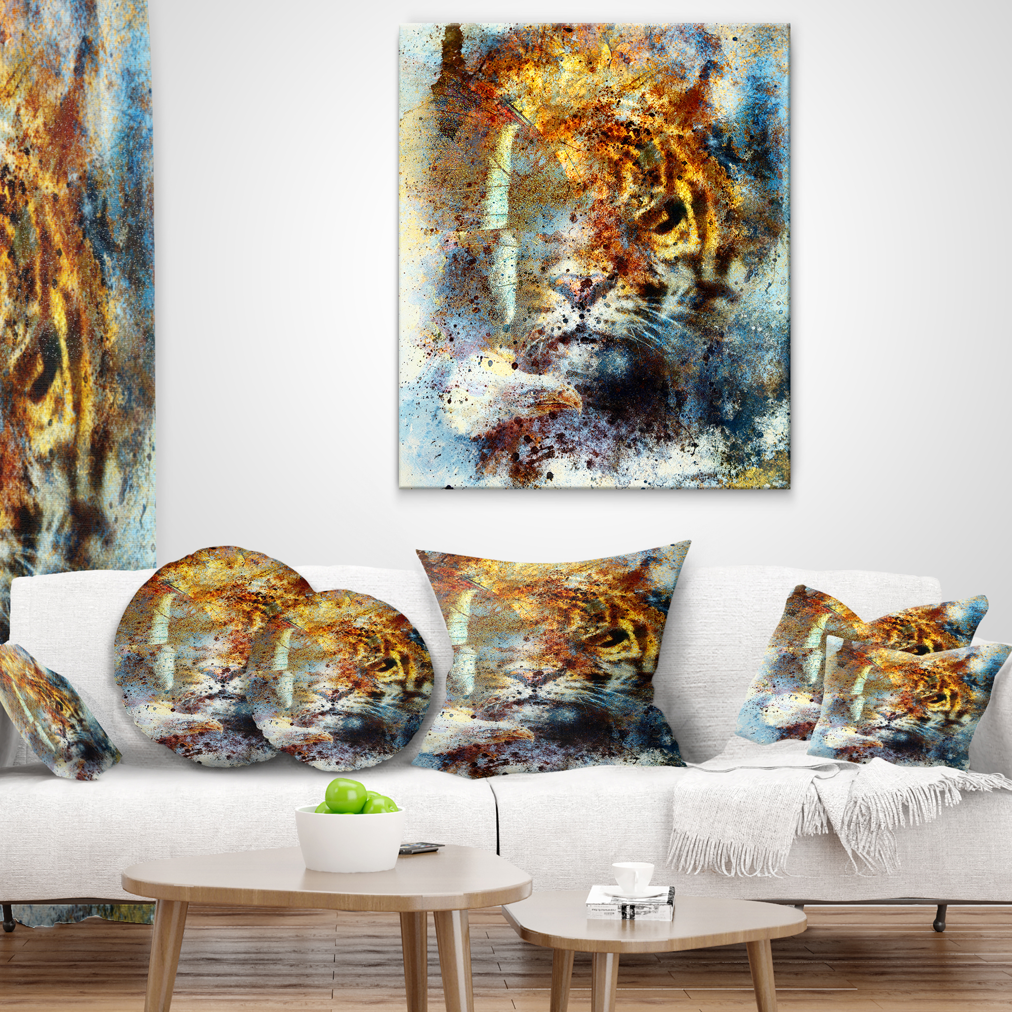 Designart Gentle Tiger Portrait - Animal Throw Pillow - 12x20