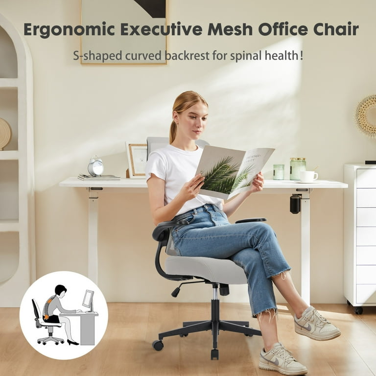 edx Office Chair, Ergonomic Home Office Desk Chairs, Computer Chair with Comfortable Armrests, Mesh Desk Chairs with Wheels, Gray edx Office Chair, Ergonomic Home Office Desk Chairs, Computer Chair with Comfortable Armrests, Mesh Desk Chairs with Wheels, Gray