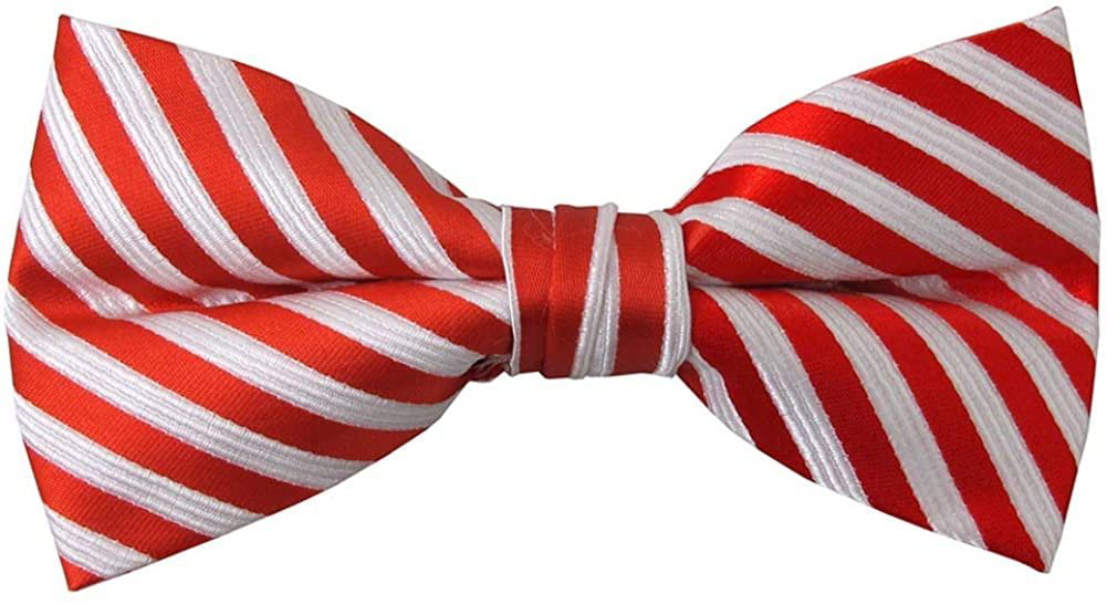 Jacob Alexander Boys Candy Cane Red and White Stripe Pre-Tied Banded Bow Tie