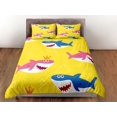 thumbnail image 3 of Happy Sharks Juego de Funda Nórdica Amarillo Colcha Colorida, Juego de Cama Infantil Completo, 3 of 4
