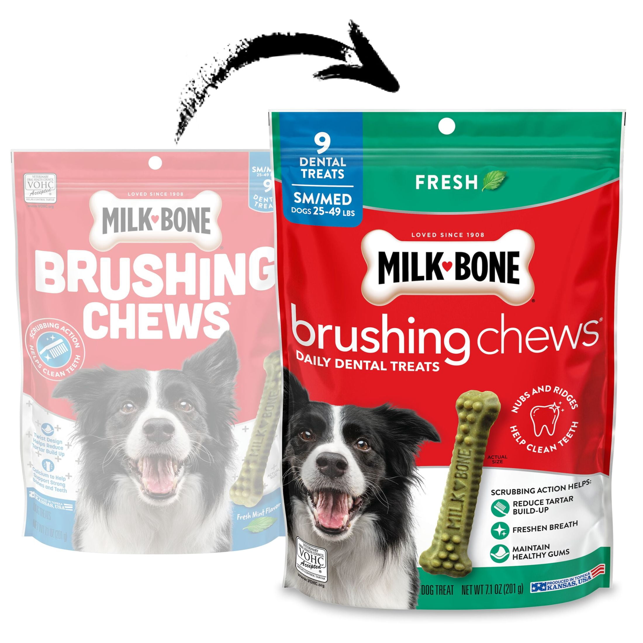Milk Bone Brushing Chews Original Fresh Flavor Daily Dental Dog Treats, Small/Medium, 7.1 oz Bag