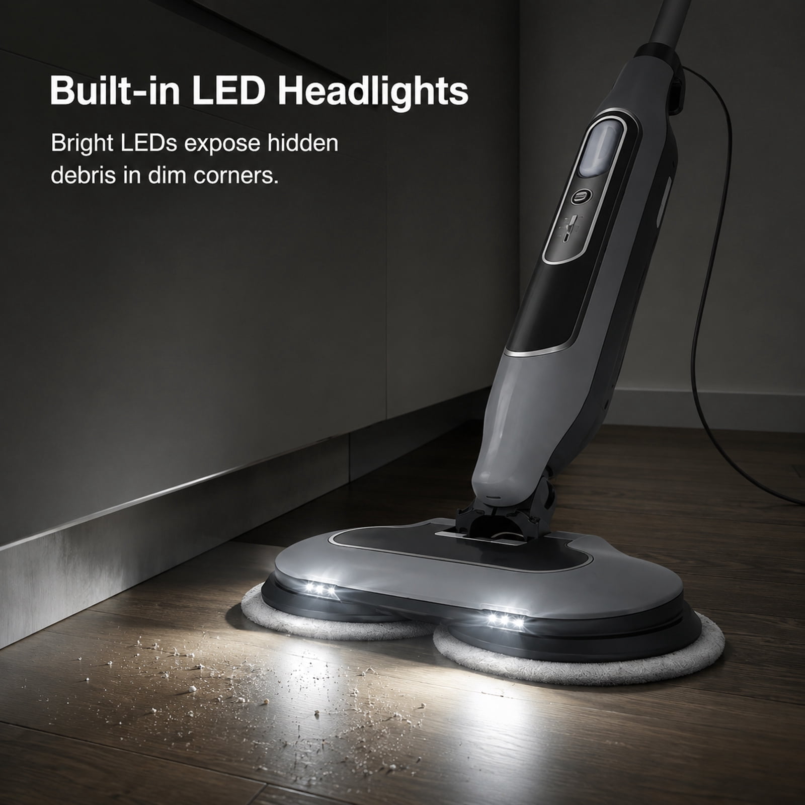 Alvantor Dual Steam Mop, All-in-One Hard Floor Steam Mop with 3 Steam Modes & LED Headlights, Lightweight for Home Tile Cleaning