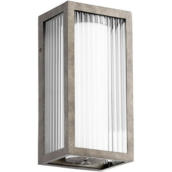 Quorum Lighting Maestro 3-Light LED Outdoor Wall Mount, Weathered Zinc, Frosted Shade, Clear Fluted Glass