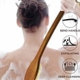 thumbnail image 2 of ICANdOIT-Cerdas de jabalí naturales de 17.71 pulgadas, cepillo de baño antideslizante con mango largo, mango doblado, cepillo de ducha para exfoliar la espalda, juego de exfoliación con piedra pómez (, 2 of 9