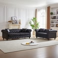 thumbnail image 2 of Chesterfield Sectional Sofa Set 3 & 2 Seater with Rolled Arms and Button-Tufted Upholstery, Sturdy Wood Frame, Plush Cushions for Modern Living Room, Black, 2 of 5