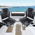 thumbnail image 2 of Paquete de 2 Asientos Plegables de Respaldo Alto para Barco– Sillas Marinas de Pesca Acolchadas y Cómodas, Esponja Engrosada, PVC Resistente Al Agua, Bisagra de Aluminio – para Pontón, Lancha, 2 of 7