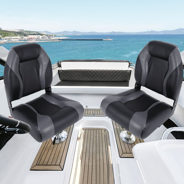 Yeshouse Asiento de barco plegable con bisagras de aluminio, vinilo marino resistente, respaldo alto y acolchado de espuma de alta densidad, resistente a los rayos UV