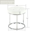 thumbnail image 3 of Duhome Elegant Lifestyle Modern Faux Leather Round Ottoman Stool Vanity Stool Button Tufted Metal Base,White, 3 of 7