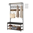 thumbnail image 1 of KFFKFF Hall Tree, 72 in Coat Rack with Shoe Bench, 2-Tier Freestanding Shoe Rack Storage Organizer with Hooks, Hanging Rod and Wire Shelf, Steel Frame Entrance Coat Holder for Entry, 1 of 9