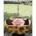 thumbnail image 3 of Outdoor Tablecloth with Umbrella Hole Zipper Pigs Sunflowers Round Tablecloth 60" Waterproof Outside Table Cloth Farmhouse Red Barn Flowers Animals Patio Table Cover Tablecloths for Picnic Party, 3 of 8