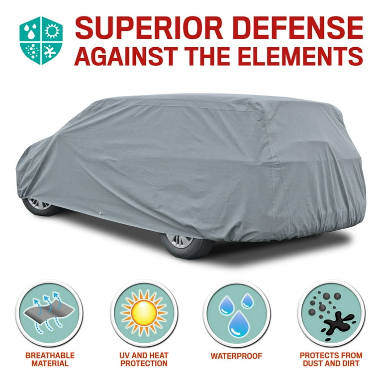 Motor Trend 4-Layer 4-Season Waterproof Outdoor UV Protection for Heavy Duty Use Full Cover for Cars, 5 size, Size: XL2