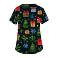 thumbnail image 5 of Garbnen Christmas Scrub Tops V Neck Short Sleeve Women Tops Holiday Print Nurse Uniform with Pockets S-5XL, 5 of 5