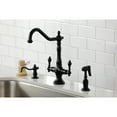 thumbnail image 2 of Kingston Brass KS1770ALBS Heritage Two-Handle 2-Hole Kitchen Faucet with Brass Sprayer in Matte Black, 2 of 7