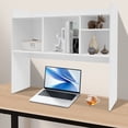 thumbnail image 3 of White Desktop Bookshelf,Wood Countertop Storage Hutch with 4 Shelves for Computer Desk,3-Tier Desktop Display Organizer Rack for Home,Office,Dorm, 3 of 24