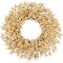 26" Spring Wreath for Front Door, Easter Valentines Wild Floral Summer Wreaths, Mantel Porch Wall Wedding Living Room Home All Season Decor (Wheat)
