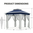 thumbnail image 2 of Garvee 79.5" Pop-up Gazebo Tent, Adjustable Height with Mosquito Netting, Double-Layer, Blue, 2 of 7