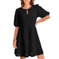 thumbnail image 1 of Robes d'Été pour Femmes, Nœud devant, Col en V, Courtes, Bouffantes, 1 of 6