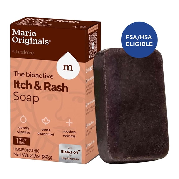 Marie Originals Itch & Rash Relief Soap, Natural Anti Itch Body Wash Bar Soap with Sassafras, Grindelia, Bentonite Clay & Oat for Rash & Itchy Skin, 2.9 oz