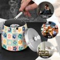 thumbnail image 4 of Yayeee Ashtray with Lid for Cigarette Smokeless Stainless Steel Home Ash Holder, Green Floral, 4 of 7