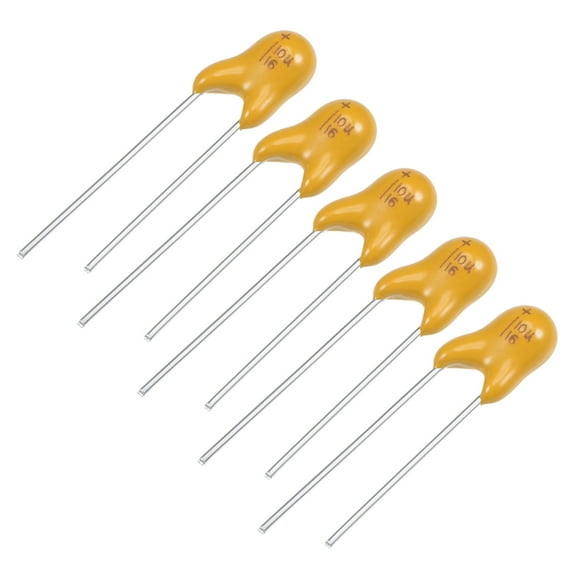 10uF Tantalum Capacitor 16V 2 Pin Yellow Radial Dipped Tantalum Bead Capacitors 5pcs