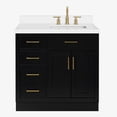 thumbnail image 2 of Ariel Hepburn 37 In. Right Offset Rectangle Sink Vanity With White Quartz Countertop In Black, 2 of 7
