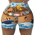 thumbnail image 2 of Lsque Animals on Noah's Ark Floating Pattern High Waisted Biker Shorts for Women-Tummy Control Fitness Athletic Workout Running Yoga Gym Shorts,Moisture-Wicking-Medium, 2 of 9