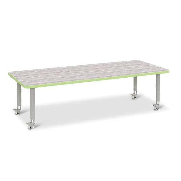 Rectangle Activity Table - 30" X 72", Mobile - Driftwood Gray/Key Lime/Gray