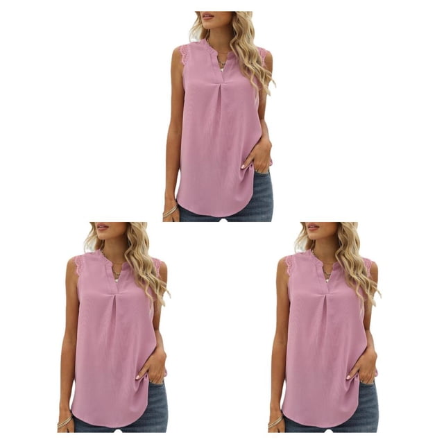 Minnieouse Blusa sin mangas para mujer, camisa de Color sólido, chaleco refrescante con cuello en V, Top de verano para niñas, ropa de fiesta Type1 NO1