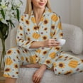 thumbnail image 6 of KLL Fall Thanksgiving Day Print Women's Long Sleeve Pajamas with Pants Sleepwear Loungewear 2 Set-, 6 of 8