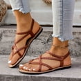 thumbnail image 6 of Viluyesy Flat Sandals for Womens, Weave Strappy Casual Clip Toe Comfort Summer Vacation Shoes Brown US9.5, 6 of 9