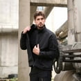 thumbnail image 5 of IYTR Mens Jackets Casual Outdoor Hooded Fleece Jackets with Pocket Solid Color Long Sleeve Jacket Zipper Stand-up Collar Black L, 5 of 6
