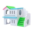 thumbnail image 1 of Casa de madera para hámster, juguetes para hacer ejercicio, hábitat adorable, área de anidación, cabaña de dos capas de colores, 1 of 9