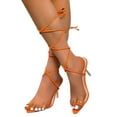 thumbnail image 2 of zuwimk Womens Sandals,Women's Elastica Ankle Strap Open Toe Platform Wedge Sandals Orange, 2 of 5