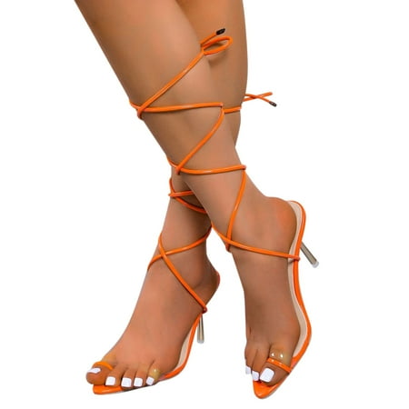 

Cathalem Sandals for Women Size 12 Summer High Set Toe Size Sandals Spring Large Straps Summer Fashion Fashion Women Pointed And Sandal Orange 7.5