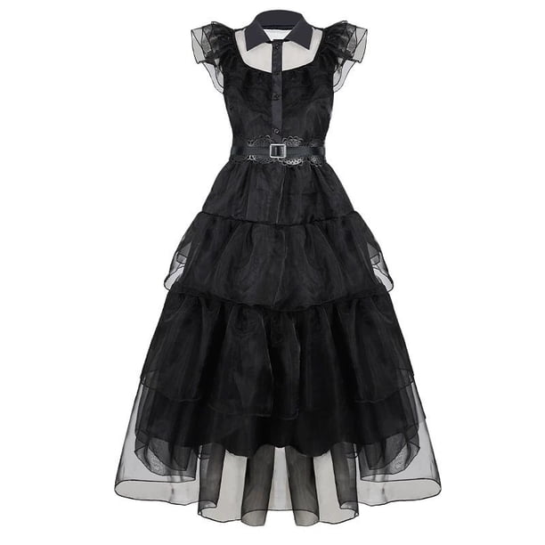 Adams Family cos Disfraz Halloween Miércoles American Drama Vestido Negro cosplay Campus Bola
