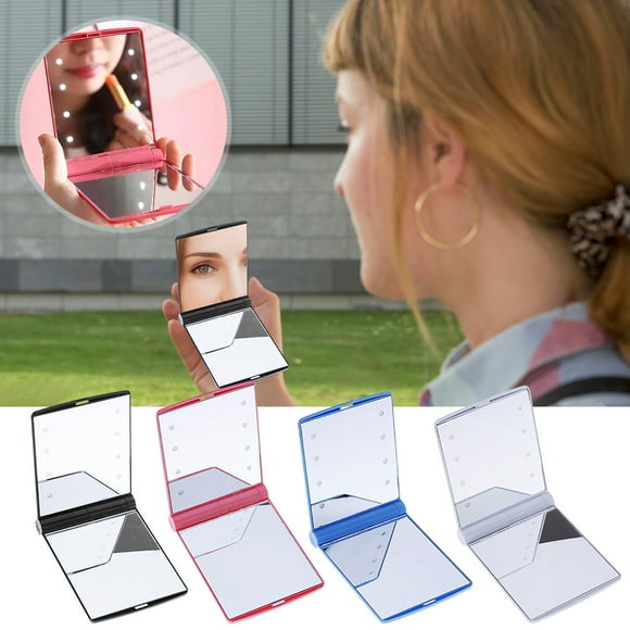 pstuiky LED Makeup Mirror For Girls Makeup Led Mirror 8 Lights Folding Mirror Portable Light-Emitting Mirror Small Mirror Sale