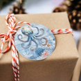 thumbnail image 3 of Octopus Starfish Ocean Coral Christmas Ceramic Ornament 2025,3" Round Xmas Tree Hanging Accessories with Gold Ribbon, 3 of 5