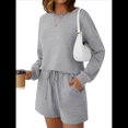 thumbnail image 2 of Conjunto de Pijama Deportivo Informal de Dos Piezas para Mujer con Bolsillos, Ropa de Moda de Otoño Gris S, 2 of 5
