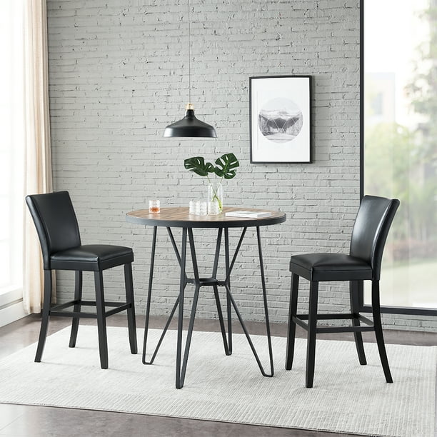 Set Of 2 Classic 24 Inches Counter Height Stools Upholstered Bar Chair And Solid Rubberwood Legs For Kitchen Dining Room Side Chairs Pu Leather Black Com Side Chairs Pu Leather Black, 24 Inch Tall Dining Chairs