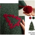 thumbnail image 4 of Fennco Styles Green Christmas Tree Embroidered Throw Pillow Cover – 18" X 18" Soft Boucle Holiday Cushion Cover with Red Pom Poms for Winter Holiday Décor, Sofa, Couch, or Bed, 4 of 6