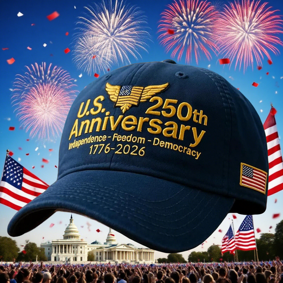 250th Anniversary Hat, Adjustable Retro Washed Patriotic Cap, Army Tribute, Celebrate USA 250 Years, Navy Edition, Made in USA, Capacity Backpack Friendly, Navy