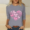 thumbnail image 2 of RKSTN Valentines Gift 3/4 Length Sleeve Womens Tops Oversized Crewneck Valentine Day Loves Heart Graphic Print Short Sleeve T Shirt Womens Casual Plus Size Round Neck Three Quarter Sleeve Tee Shirt, 2 of 6