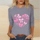 thumbnail image 2 of RKSTN Valentines Gift 3/4 Length Sleeve Womens Tops Oversized Crewneck Valentine Day Loves Heart Graphic Print Short Sleeve T Shirt Womens Casual Plus Size Round Neck Three Quarter Sleeve Tee Shirt, 2 of 6