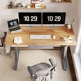 thumbnail image 6 of FEZIBO 55 x 24 inch Electric Standing Desk with Fabric Drawer, Splice Board in Light Rustic Brown Finish, 6 of 7