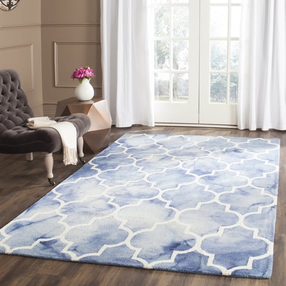 Safavieh Dip Dye Calanthe Geometric Wool Area Rug, Blue/Ivory, 2'6" x 4'