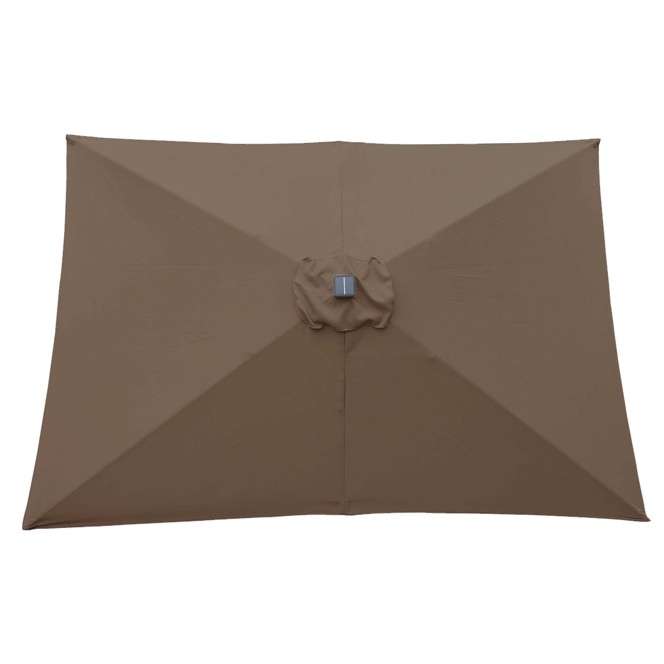 Aukfa 10 x 6.5ft Rectangular Patio Solar LED Lighted Outdoor Umbrellas for Market Beach Pool - Dark Chocolate